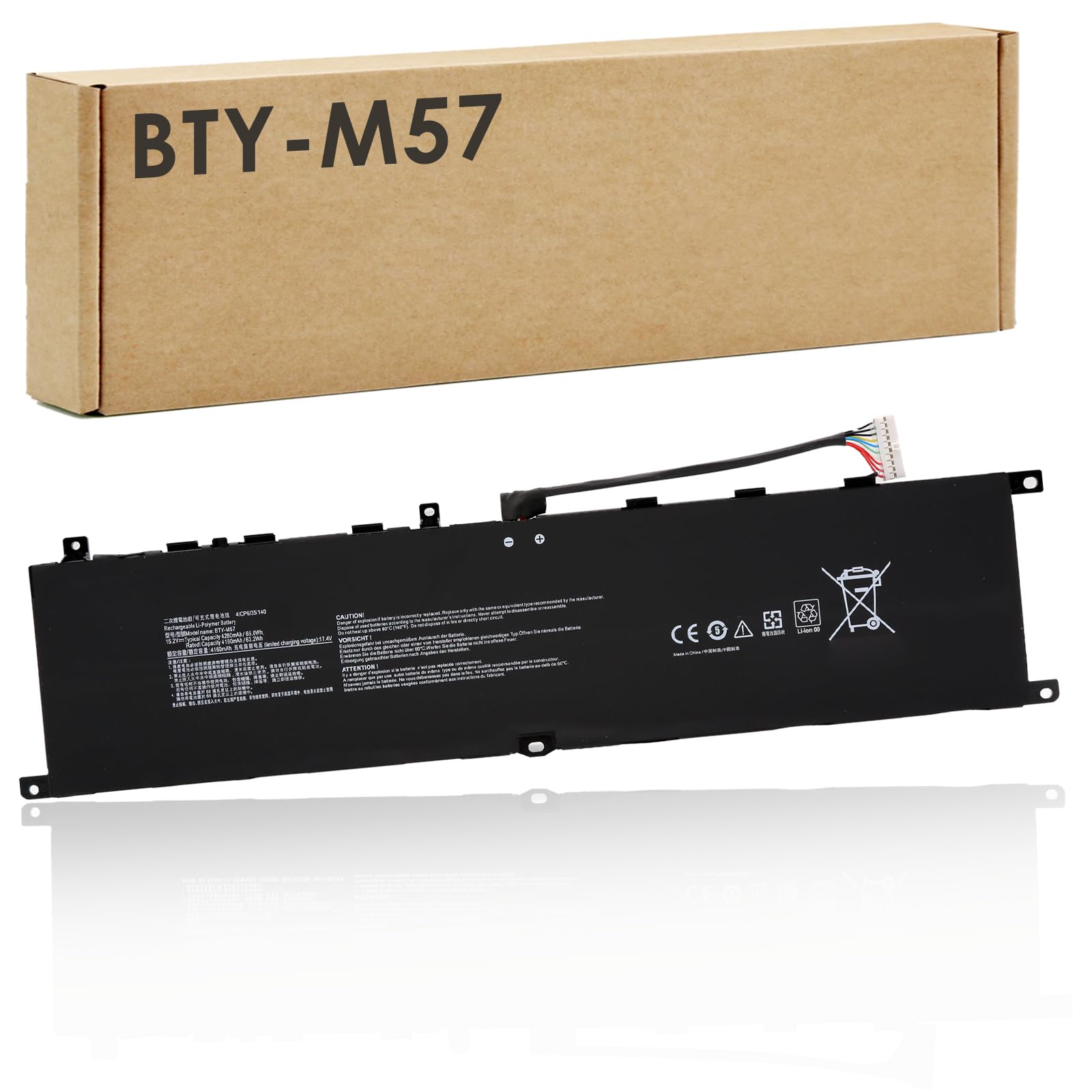 BLESYS 65Wh BTY-M57 Batterie pour MSI GP66 GP76 Leopard 10UE 10UG 10UH 11UE 11UG 11UH pour Vector GP66 GP76 12UE 12UG 12UH 12UGS 12UHS 12UHSO 12UEO 12UGSO GP66HX GP76HX 12UGS 12UHS Series
