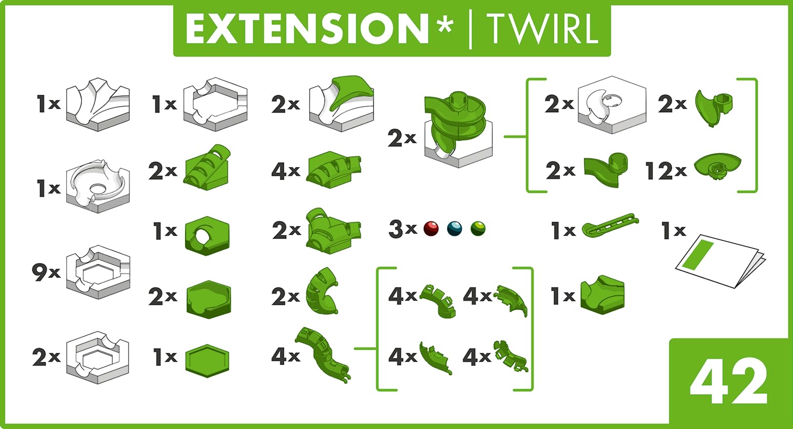 Ravensburger - GraviTrax - Set d'extension Twirl 42 pièces - Circuit de Billes - Jeu de Construction créatif - Parcours de Billes à Construire - Dès 8 Ans - Version française - 22435