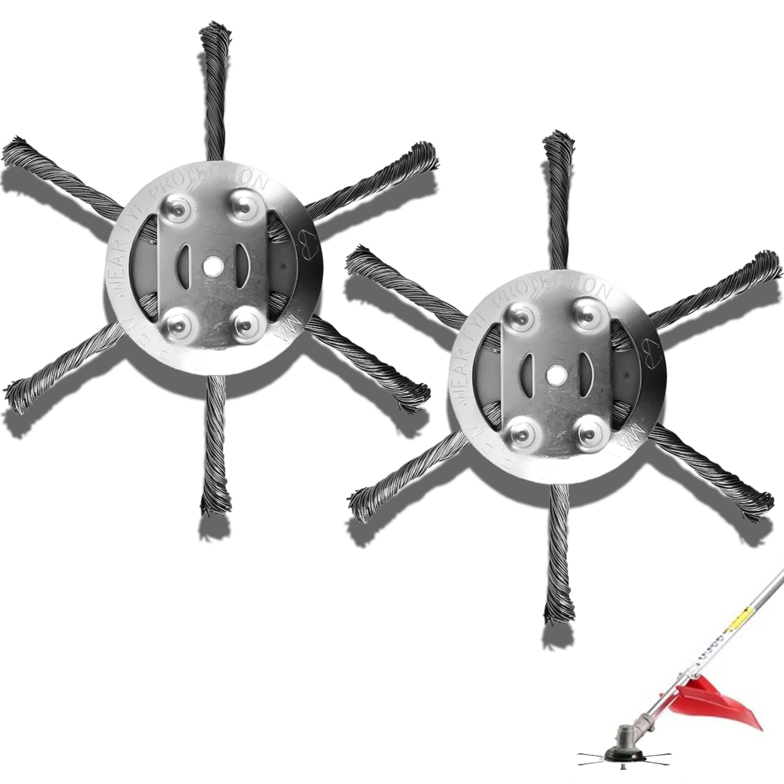 6 Köpfe Stahldraht Rasentrimmer Rasentrimmerkopf Schneider Freischneider Trimmer Kopf, Unkraut Drahtbürste Gras Rasenmäher Elektrowerkzeug (6-6-2)