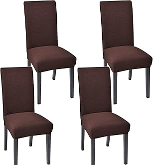 Aertiavty Dining Room Chair Covers, Set of 4, Kitchen Chair Slipcovers, Chocolate
