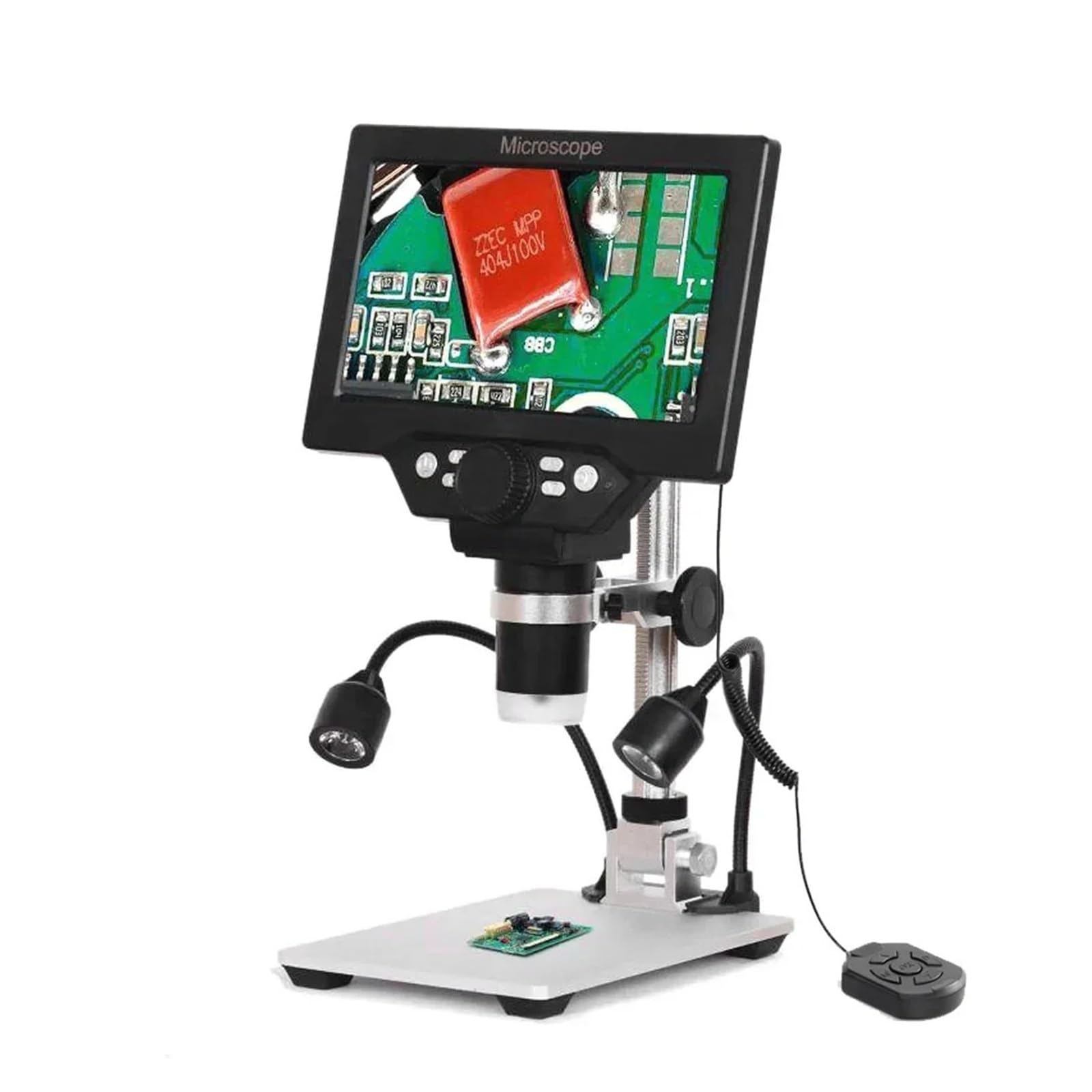 G1200 7-Inch Digital Microscope 1200x Continuous Zoom HD 12MP Industry Adjustable Stand Built-in Battery Magnifier(G1200)