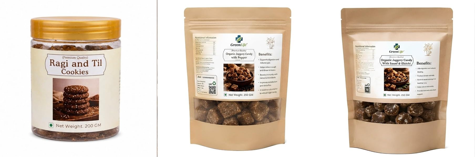 Ragi and Til Cookies | Finger Millet & Sesame | 200gOrganic Jaggery Candy Ginger Mix 250g | Natural Desi Gur | Traditional Sweet & Spicy Organic with-image-38