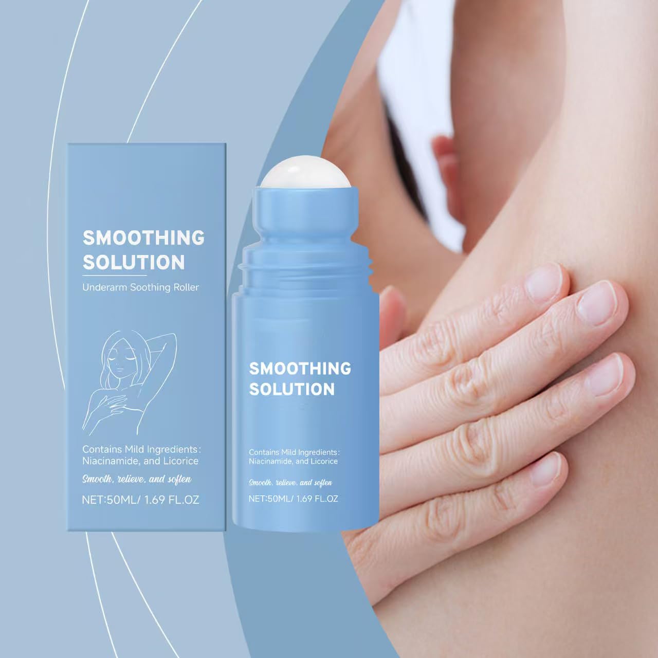 Razor Bumps Treatment for Women, Smoothing Solution Ingrown Hair Treatments, Ingrown Hair Treatments For Bikini Area, Razor Bump Remover, For Legs, Underarms, Line, Bikini Line, Ramiona (1 szt.)
