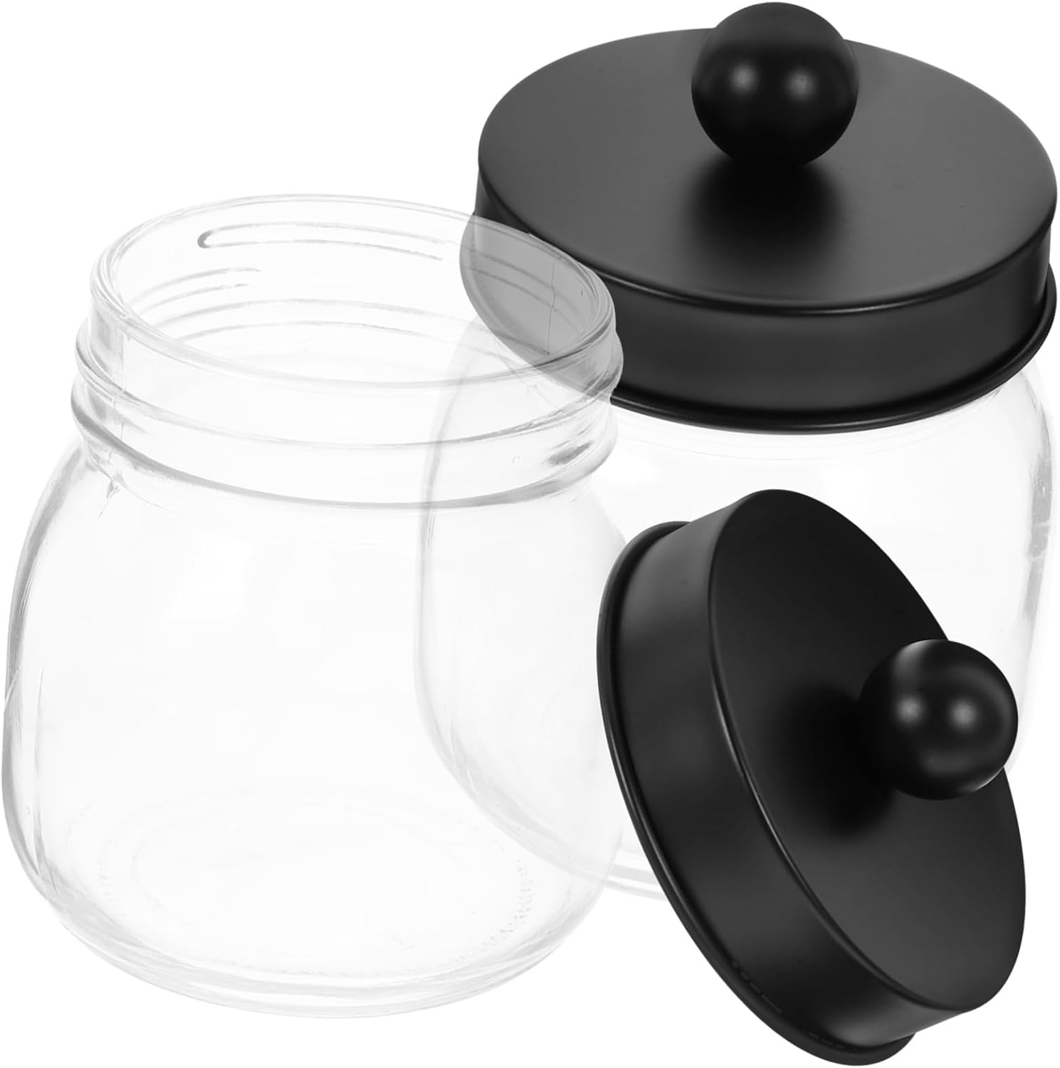 4pcs Glass Swab Holder Vintage French Style Bathroom Organizer Jar Lid for Neat and Tidy Storage of Swabs and Pads