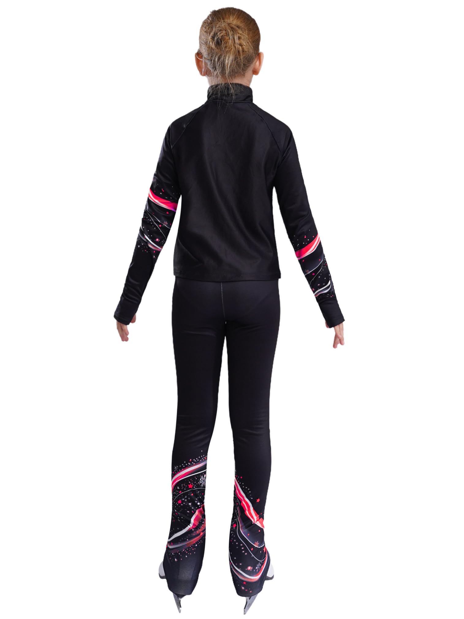 ranrann Ensemble Patinage Artistique Fille Veste Chaud Polaire avec Pantalon Collant Legging Tenue Patinage sur Glace Sport A Rouge 13-14 ans