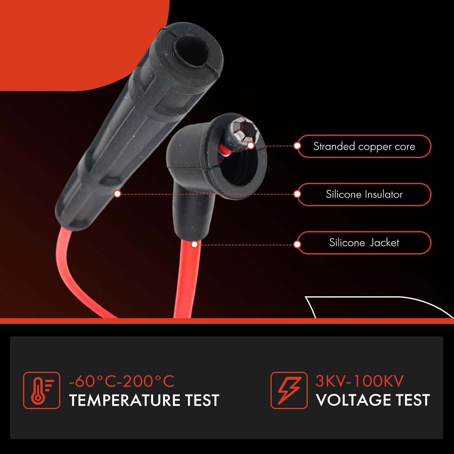 A-Premium 6PCS Spark Plug Wires Compatible with Nissan Frontier 1999-2004, Pathfinder 1996-2000, Xterra 2000-2004 & Infiniti QX4 1997-2000, 3.3L, Red