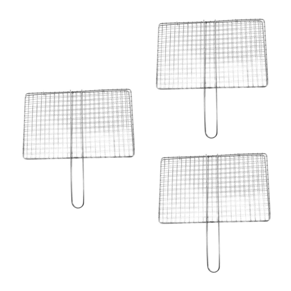 ibasenice 3 Piezas Cesta para Barbacoa Clip para Pescado y Verduras Cesta de Malla Inoxidable para Parrilla al Aire Accesorio para Barbacoa Multifuncional Fácil de Limpiar Diseño Doble Cara
