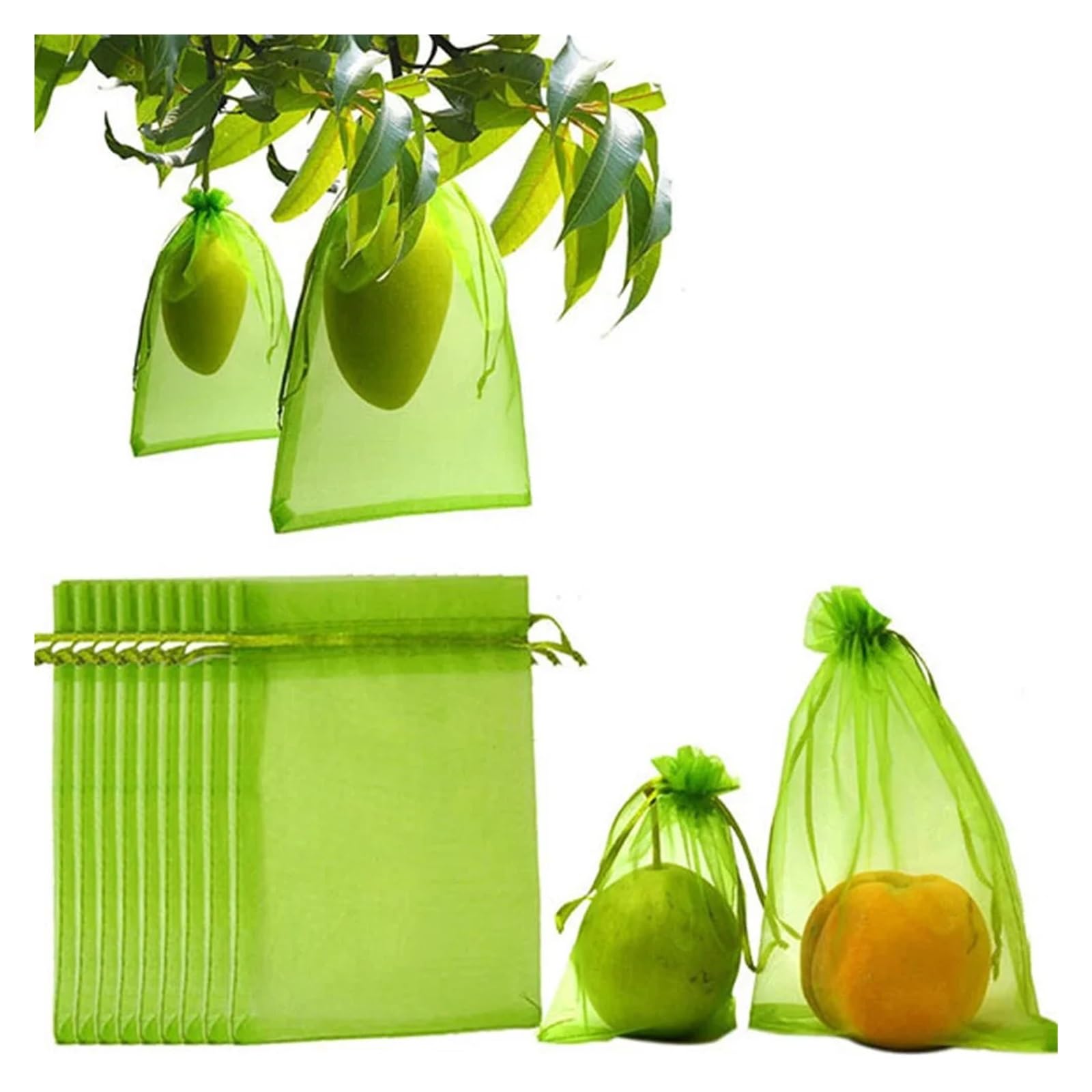 Garden Netting 50pcs Strawberry Grapes Fruit Grow Bags Netting Mesh Vegetable Plant Protection Bags For Pest Control Anti-Bird Garden Tools(20x23cm)