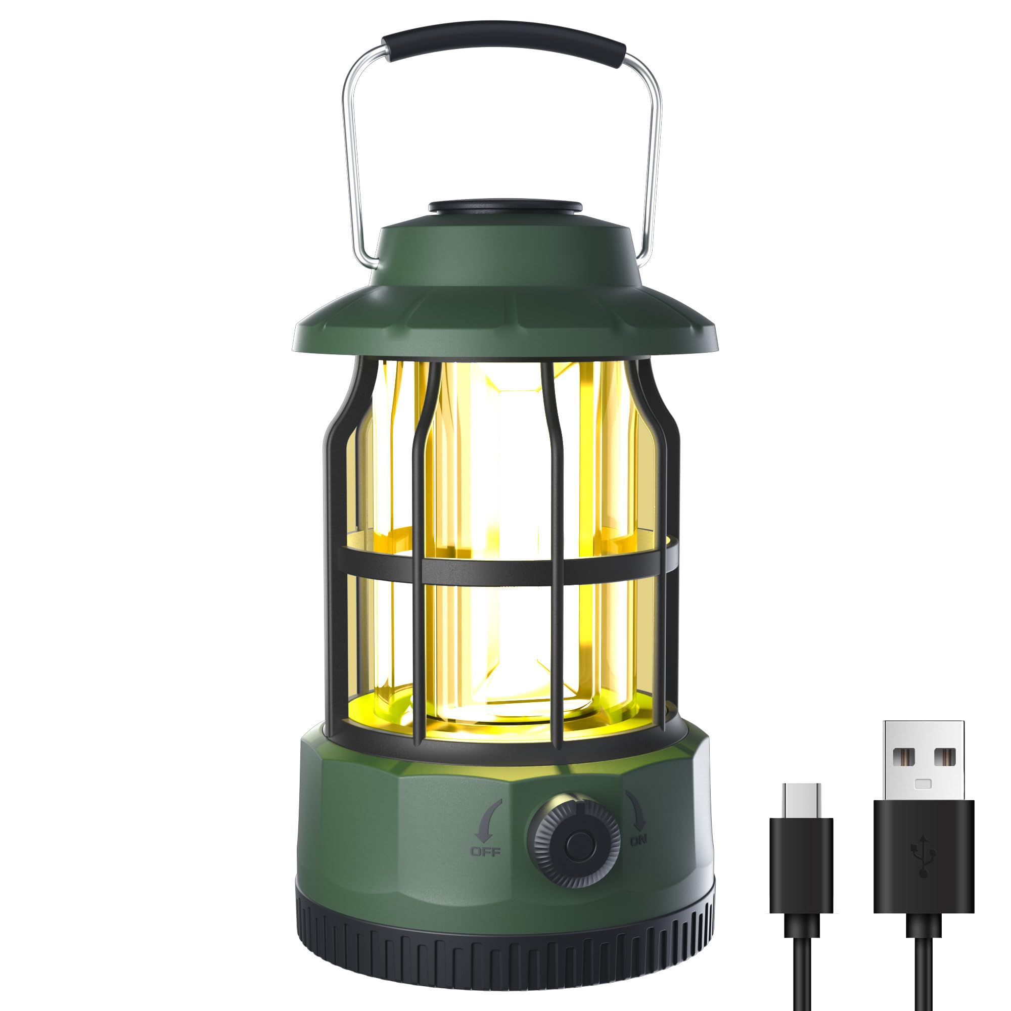 KASTWAVE LED Camping Lantern, Waterproof Tent Light USB C Rechargeable Lantern with Stepless Dimming, Portable Lantern Flashlight for Camping, Hurricane, Emergency, Hiking, Power Outages