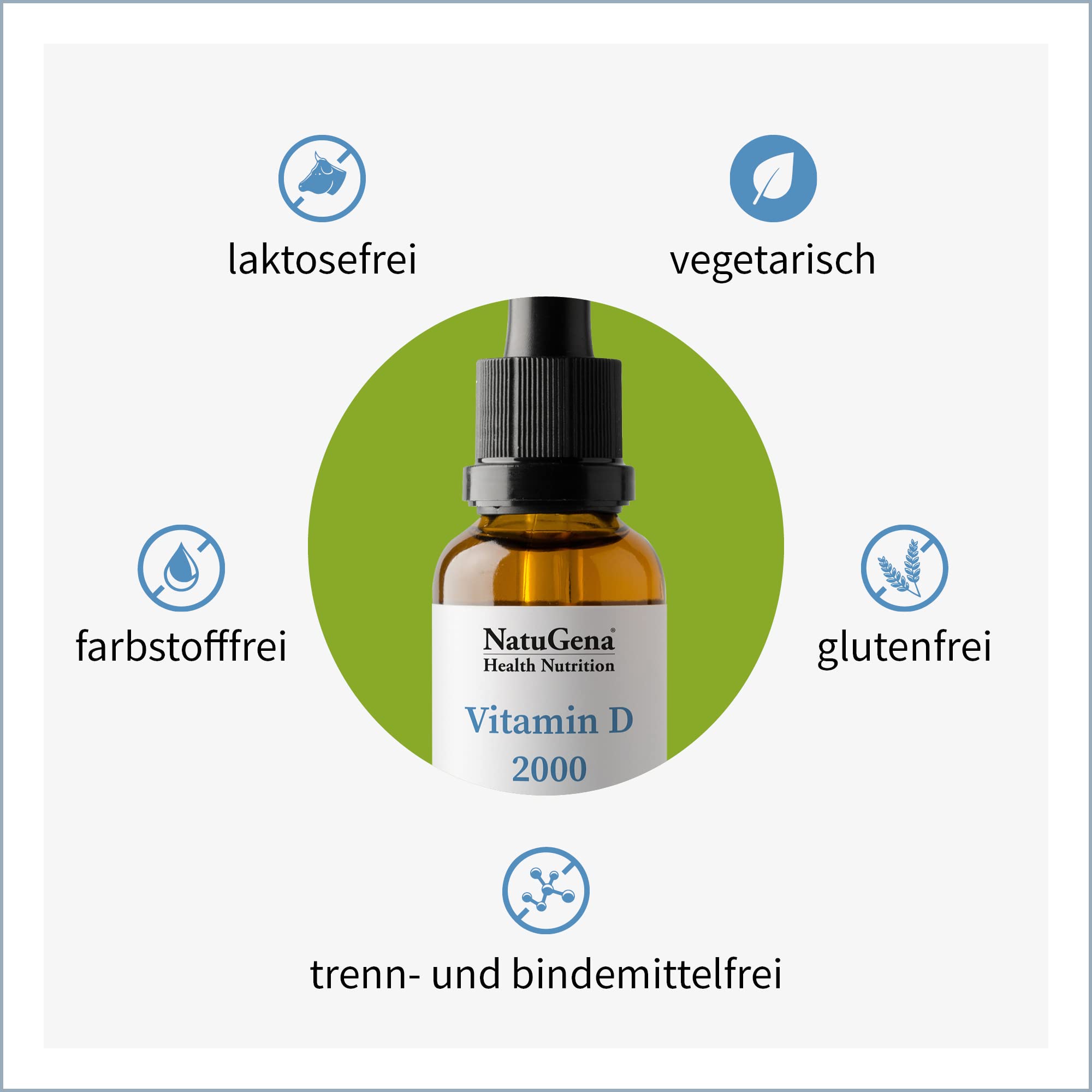 NatuGena Vitamin D, Höchste Bioverfügbarkeit, 3x15 ml, 3x 525Tropfen, 1 Tropfen alle 2 Tage Familienpackung 3er Pack (3)