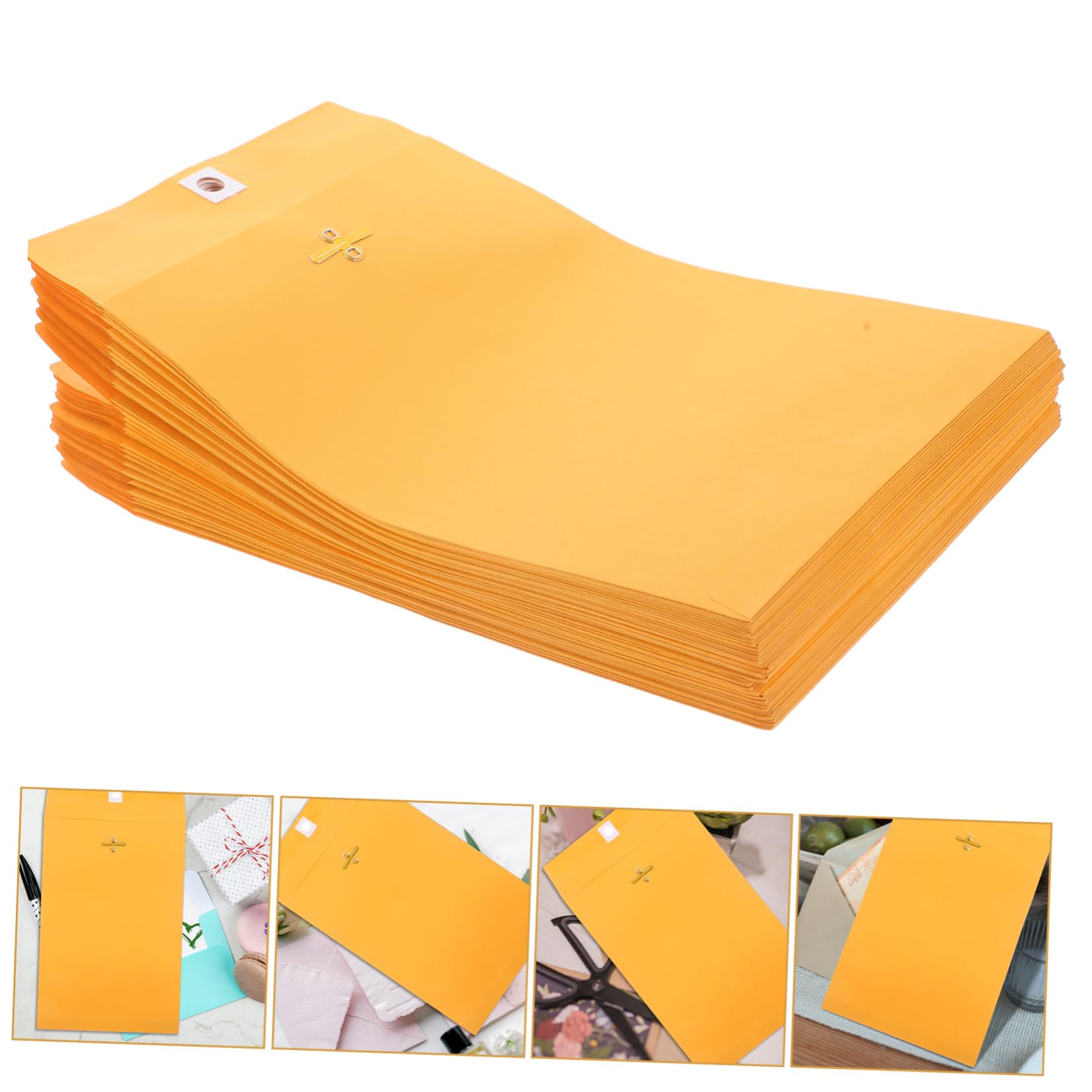 Sobres de Papel Kraft Dorado 6x9 Pulgadas 50 Piezas | Cierre de Hierro, Acabado Vintage Elegante, para Tarjetas, Invitaciones y Postales en Reuniones