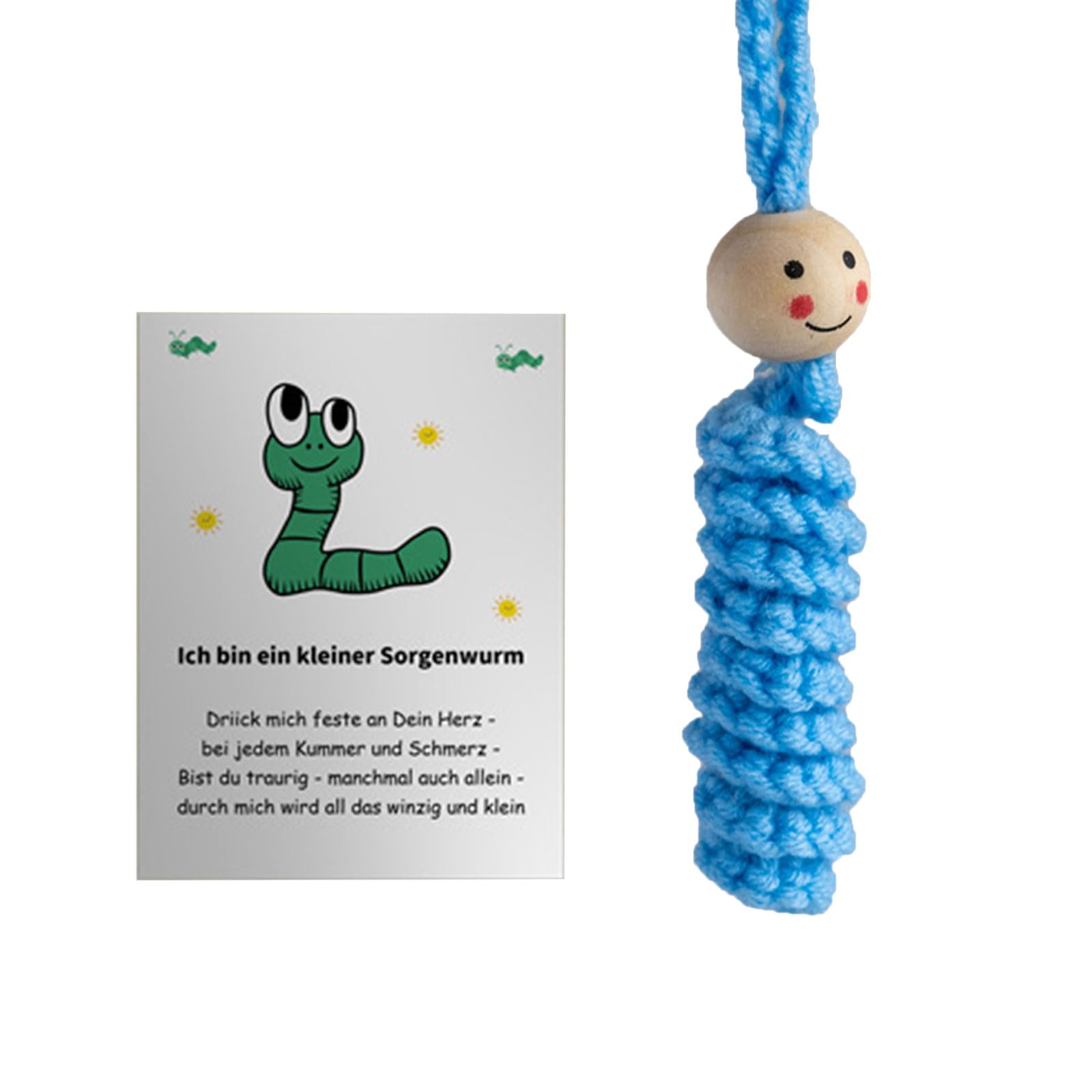 Jazuaiao Blue Stress Relief Green Crochet Caterpillars Crochet Stress Reliever Gifts Card Accessory For Emotion Pocket Sized Comfort Gifts