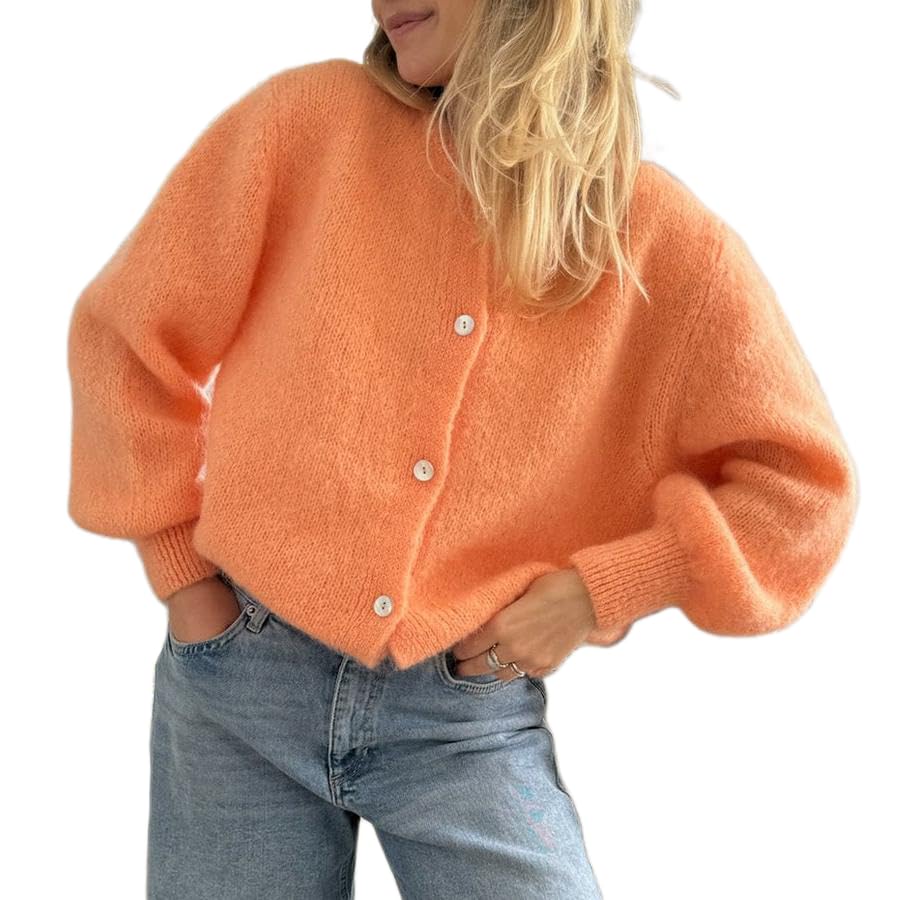 Women Y2k Cardigan Sweater Crew Neck Button Up Knit Cardigan Cropped Lightweight Sweater Fall Streetwear