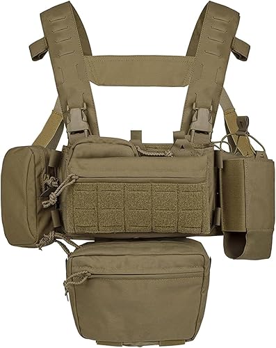 Miniatura 19 de BOMTURN Chest Rig Tactical Chest Rig 1000D Molle Micro Chest Rigs Chaleco modular desmontable ajustable con bolsa Mag