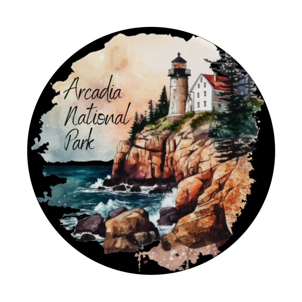Arcadia National Park is Main Souviner is Travel Adventure PopSockets Swappable PopGrip, Black - Image 3