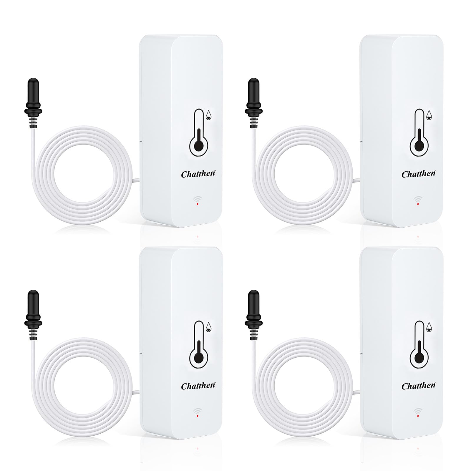 Wlan Thermometer, Smart Kühlschrankthermometer App Monitor, Daten Export Fahrenheit/Celsius(℉/℃), hygrometer Wlan Thermometer Innen Außen für Gewächshaus, Aquarium, Kühlschrank, 4 Packs
