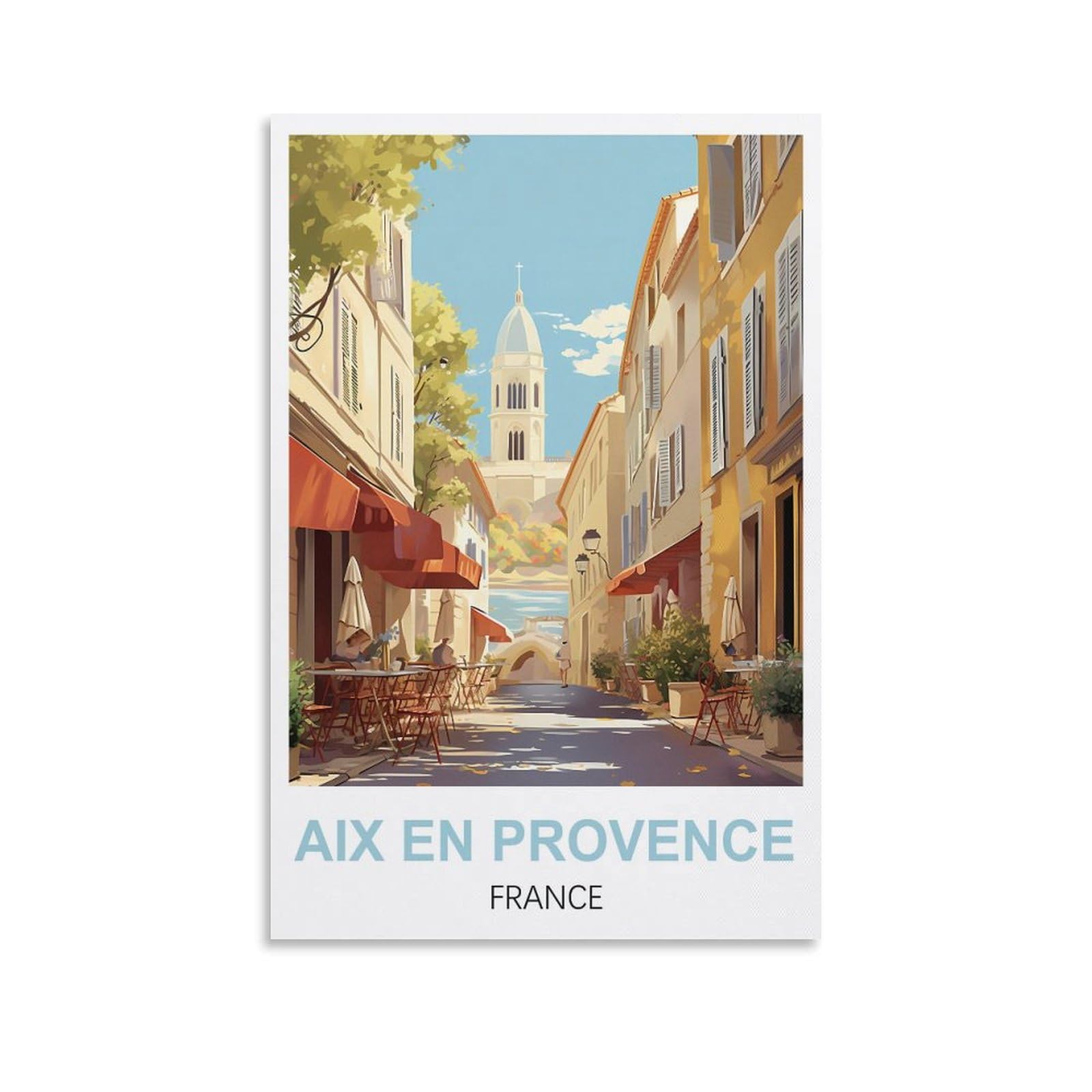 Cyyhgee Unframe-Style Aix En Provence France Vintage Travel Posters 08X12inch(20X30cm) Canvas Poster Wall Art Living Room Home Decor