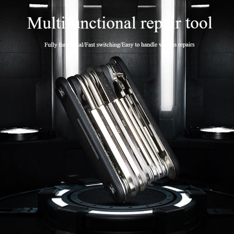 Miniatura 5 de DeepCrush Kit de herramientas multiherramienta para bicicleta 16 en 1 con llave de radios hexagonales para neumáticos de bicicleta, juego de