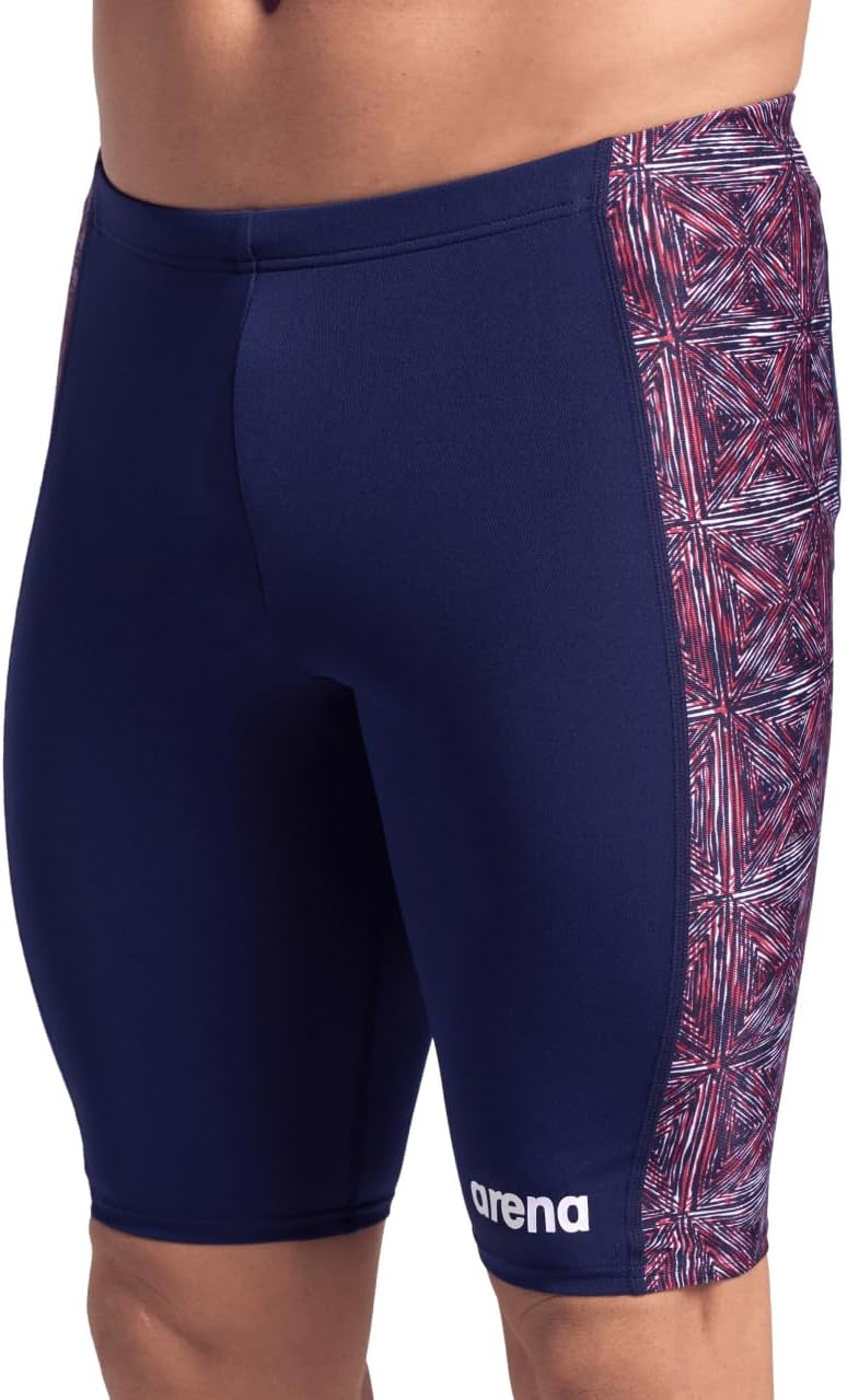 ARENA Performance Men's Abstract Tiles Swim Jammer Athletic Practice Knee-Length Swimsuit Competitive Training Bathing Suit