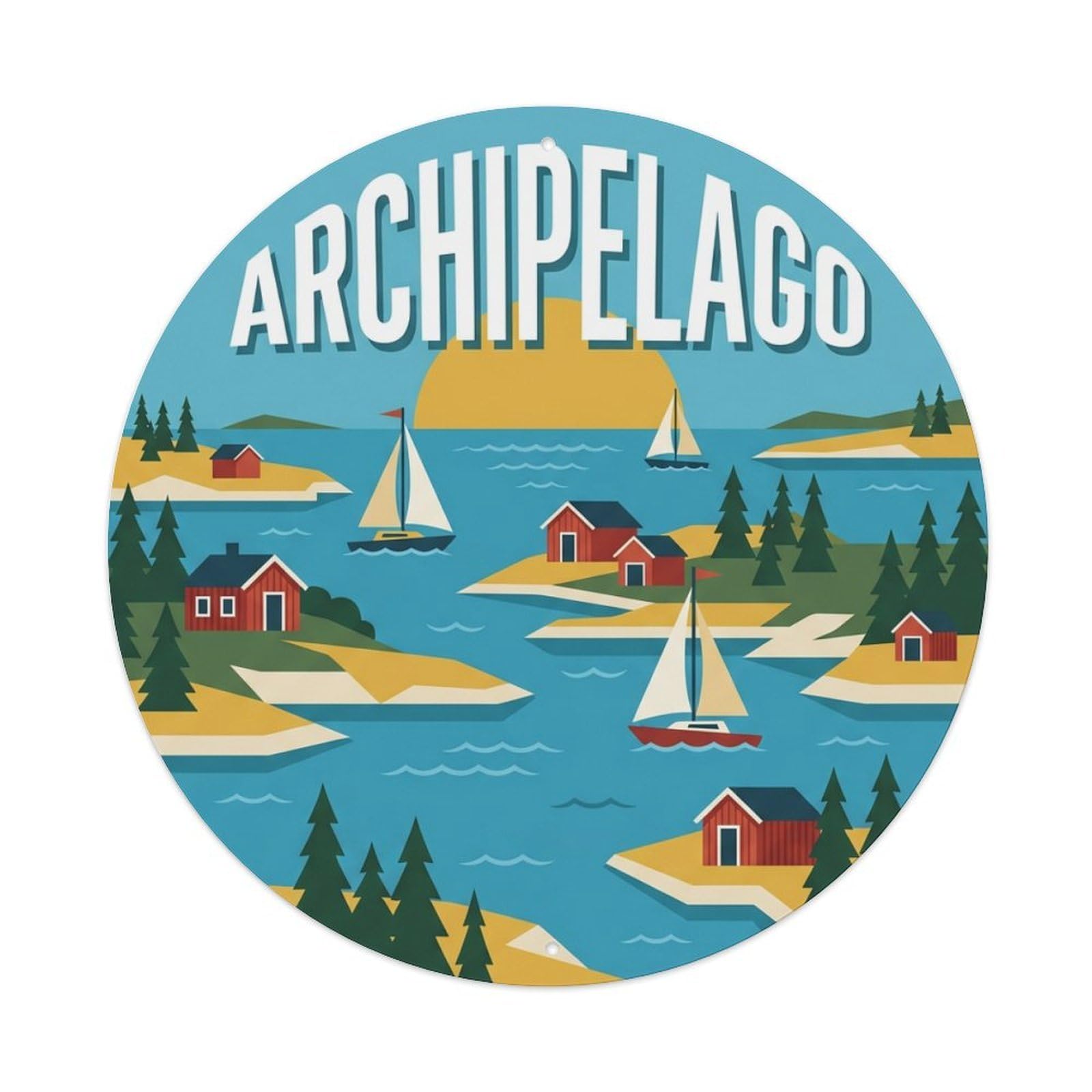 Vintage Travel Archipelago Sweden Islands Metal Tin Sign