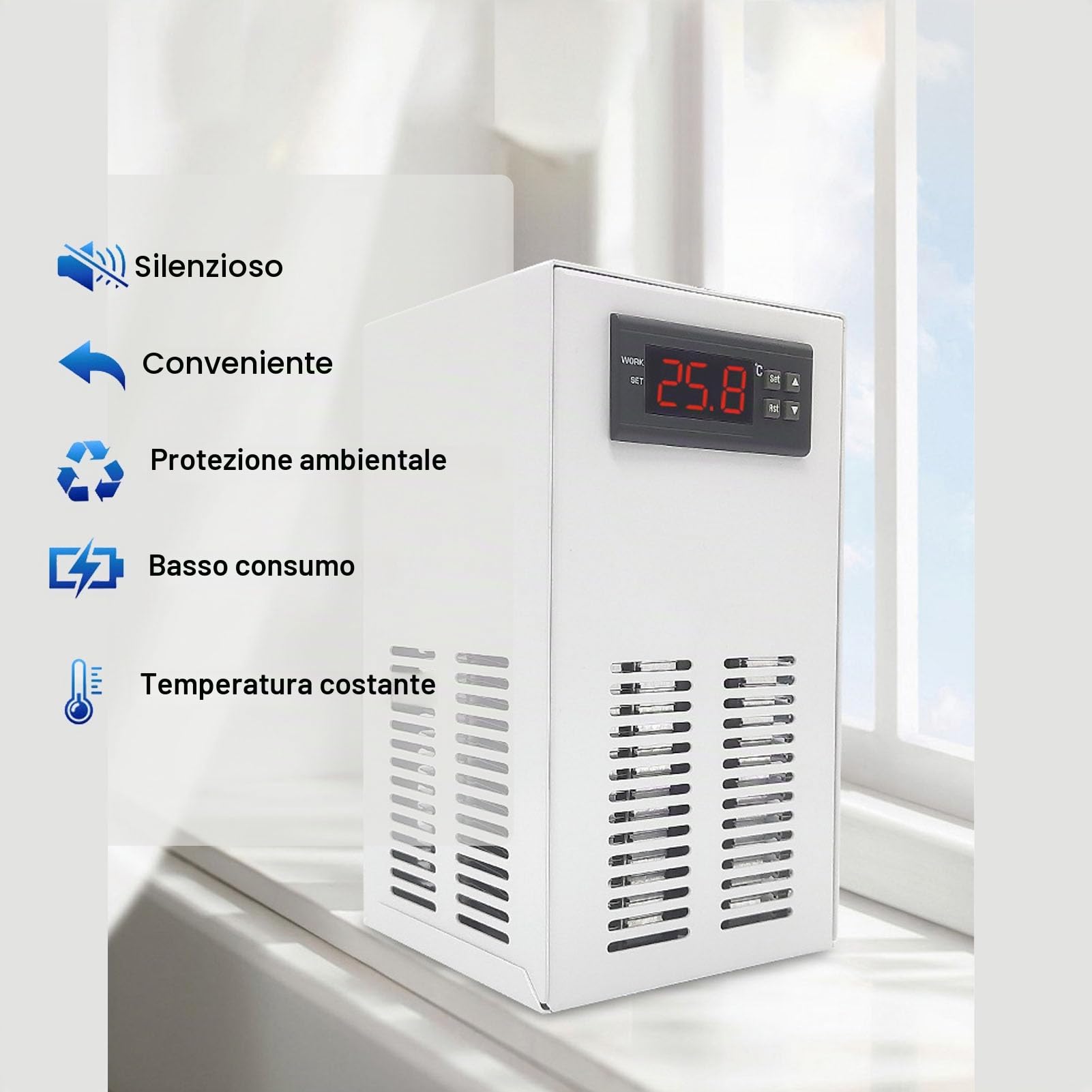 Refrigeratore per Acquario, Piccolo Refrigeratore D'Acqua Idroponico Silenzioso 5,28 Galloni / 20 Litri, di Raffreddamento per Acquario di Pesci Domestico per
