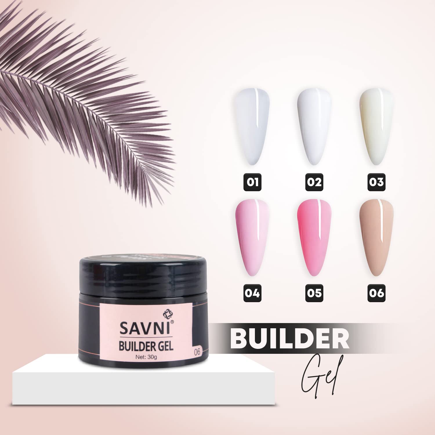 Savni Builder Gel Soft Gel UV/LED for Nail Extension Nail Art Manicure Set 30g (White) 3