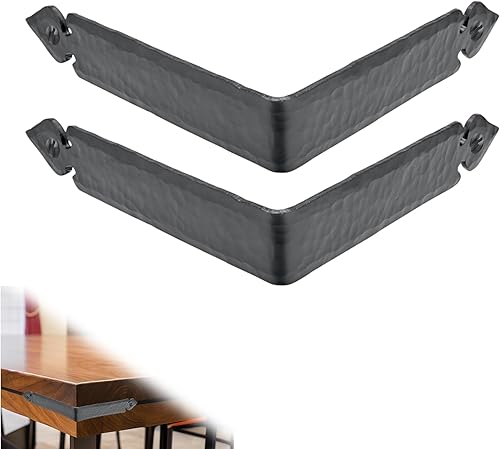 Paquete de 2 soportes de esquina de metal de 5 pulgadas para muebles, color negro, soportes de esquina decorativos hechos a mano - Soportes de
