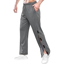 Mens Post Surgery Pants Open Bottom Easy Side Tear Away Pants for Men Sweatpants Loose Fit Post Surgery Pant with Pockets