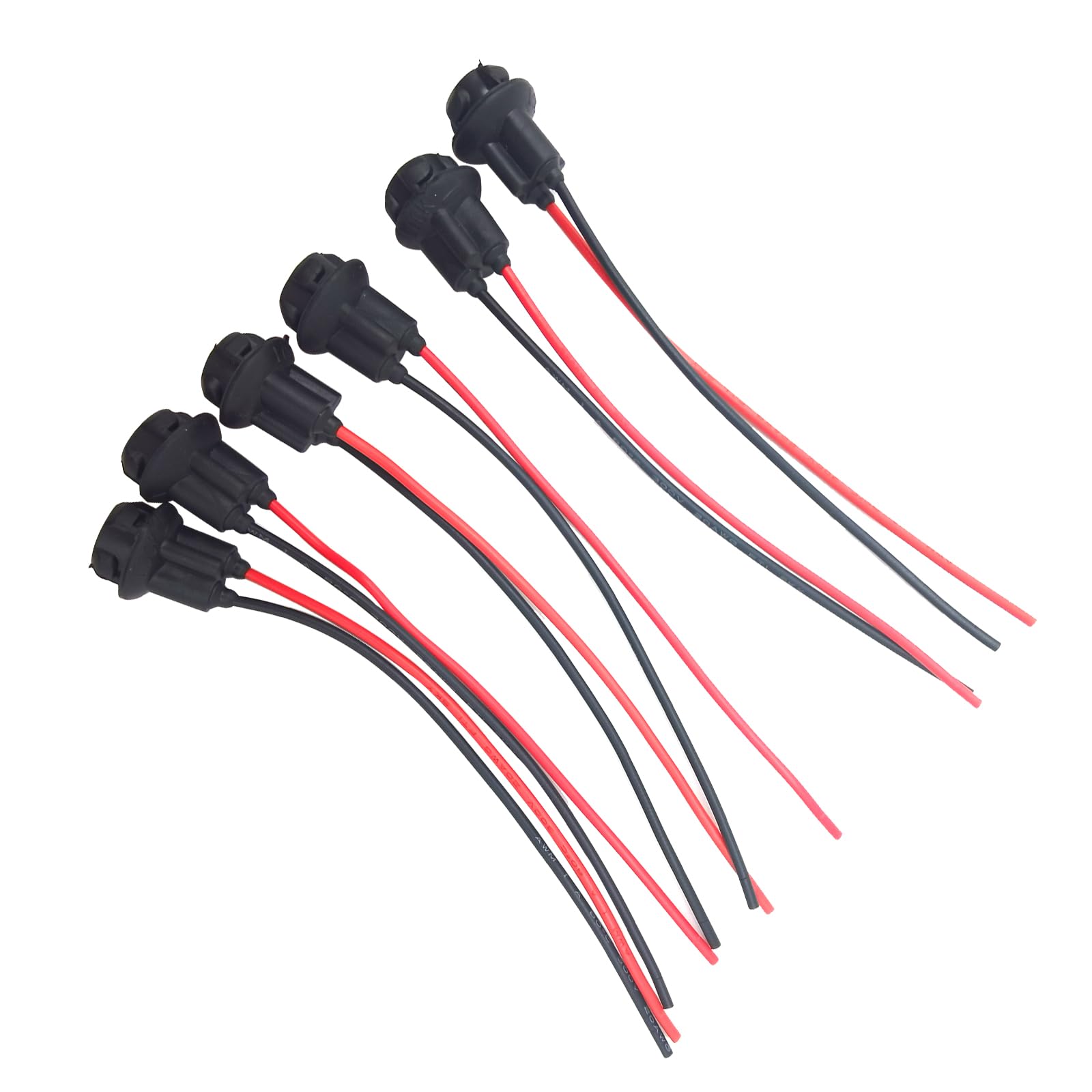 Pack-6 Bulbs Sockets Pre-Wired Harness Adapter, Plastic Female Connector, Automobile Replacement Accessories, Universal for Most Cars, Trucks and Vans (Multicolored #T10-4)