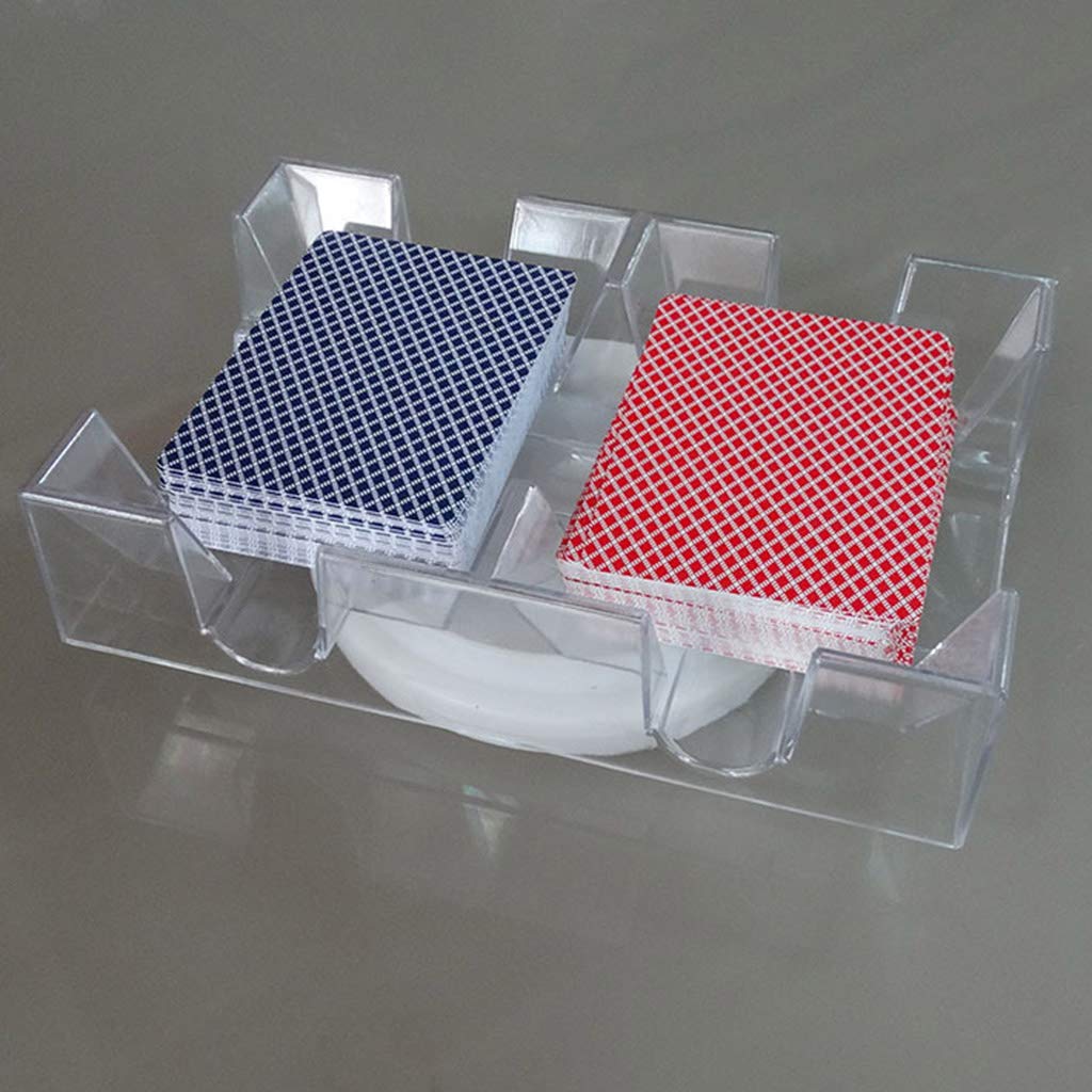 Tarjetero giratorio de 2/6 barajas, bandeja transparente para cartas de juego de canasta giratoria, soporte para cartas de juego