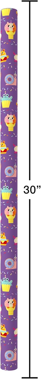 American Greetings 40 sq. ft. Reversible Kids Wrapping Paper for Birthdays, Designed by Allison Black (1 Roll, 30 in. x 192 in.)