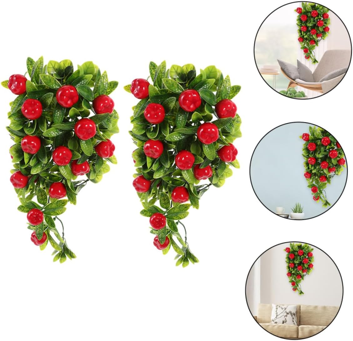Holibanna Artificial Hanging Fruit Vine with Faux and Green Leaves 15.74X7.48X3.14 Inch Simulated Fruit Decoration for Indoor Outdoor Wall and Party Decor