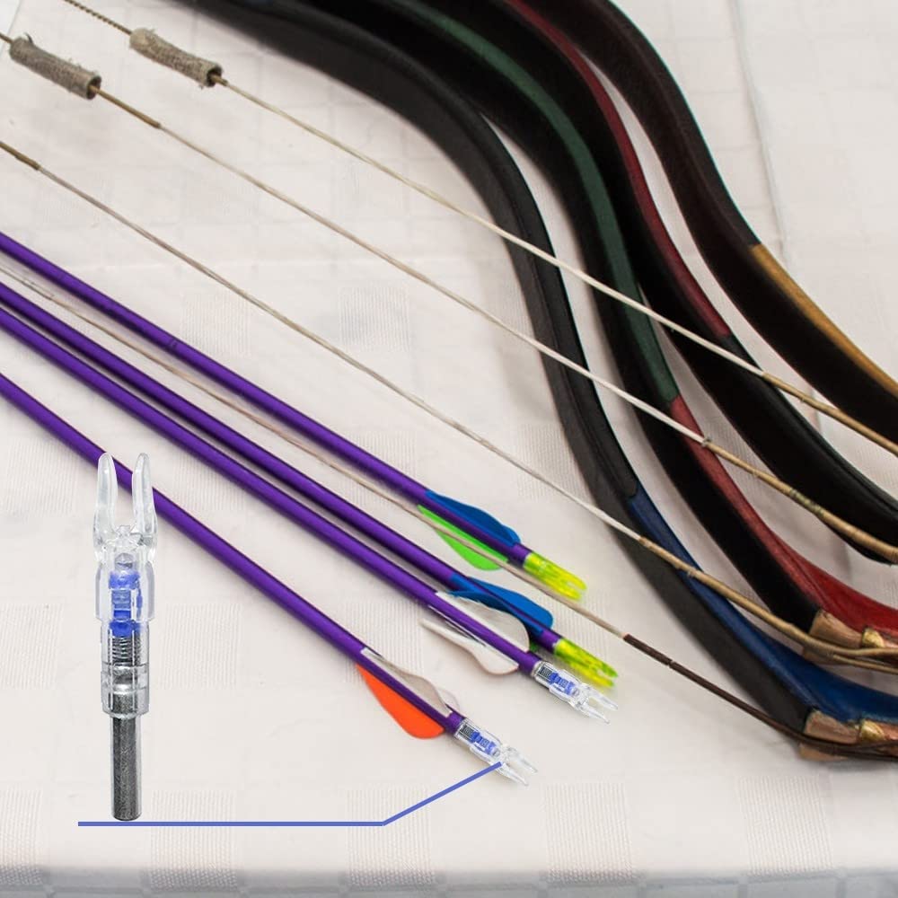 DONGKER Tir L'Arc Coco, 10 Pièces Coques Illuminées Automatiquement pour Tiges de Flèches de 6,2 mm de Diamètre pour Chasse Tir