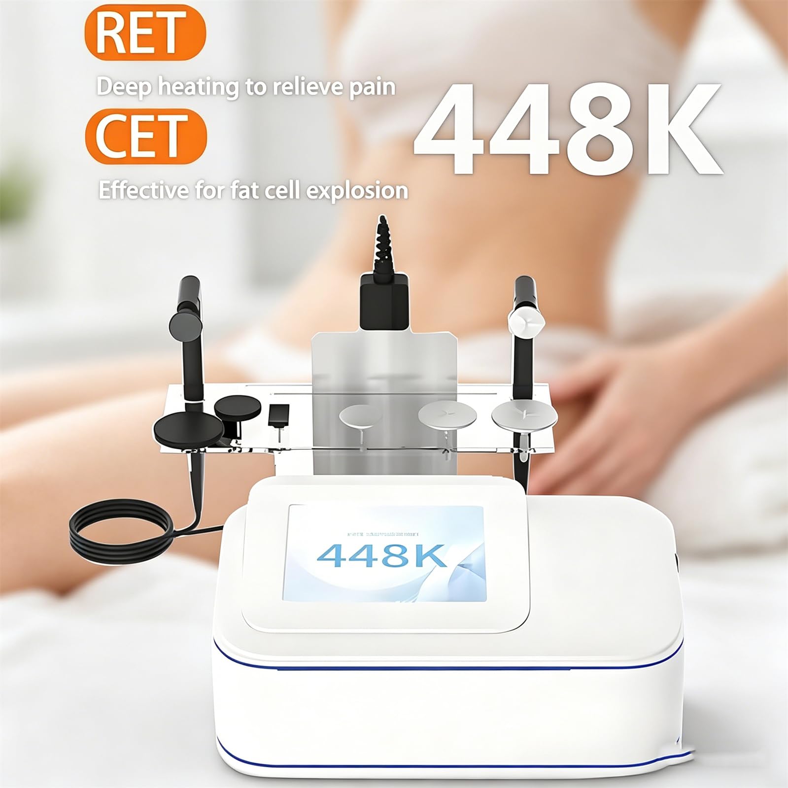 Apparecchio per Terapia Tecar a 448Khz - Apparecchio Professionale per Diatermia Cet/Ret per Il Dimagrimento Del Corpo, Apparecchio per Fisioterapia per Perdita Di Peso, Sollievo Dal Dolore Corporeo
