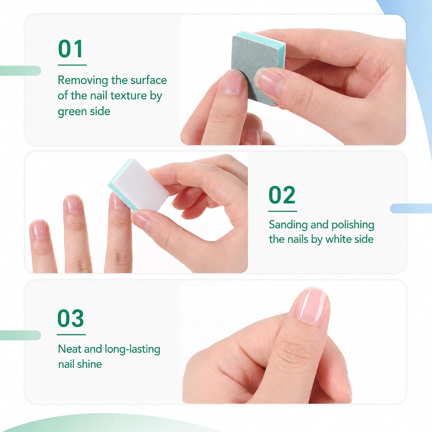 30 PCS Mini Nail Buffer Blocks, Nail Buffer Block and Shine Kit Mini Nails Buffers for Polishing Smooth and Shiny Natural Nails, Buffers Block NailFile Fingernail Smoother (Green)
