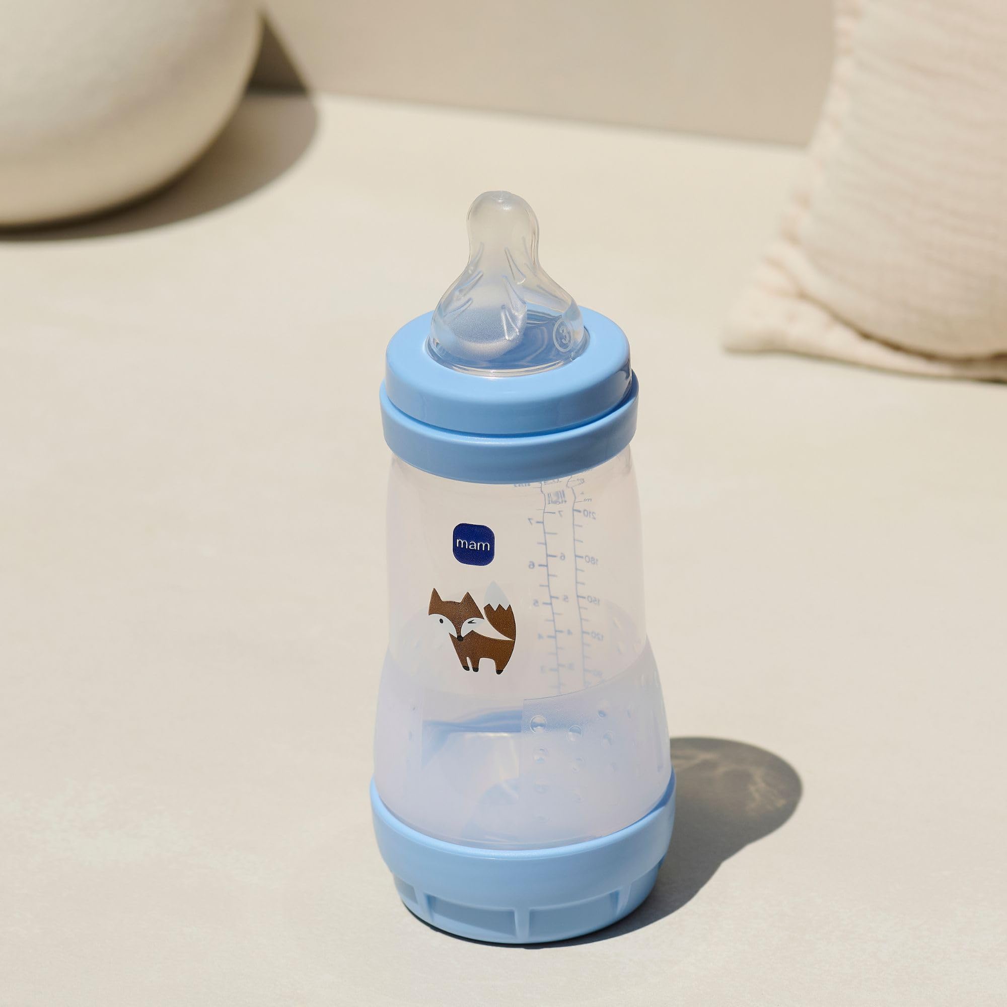 mam - Easy Start Anti-Colic Bottle 2+ miesiące średni przepływ (260 ml) Ocean - Butelka zmniejszająca kolkę i dyskomfort dziecka - Butelka dla niemowląt kompatybilna z karmieniem piersią