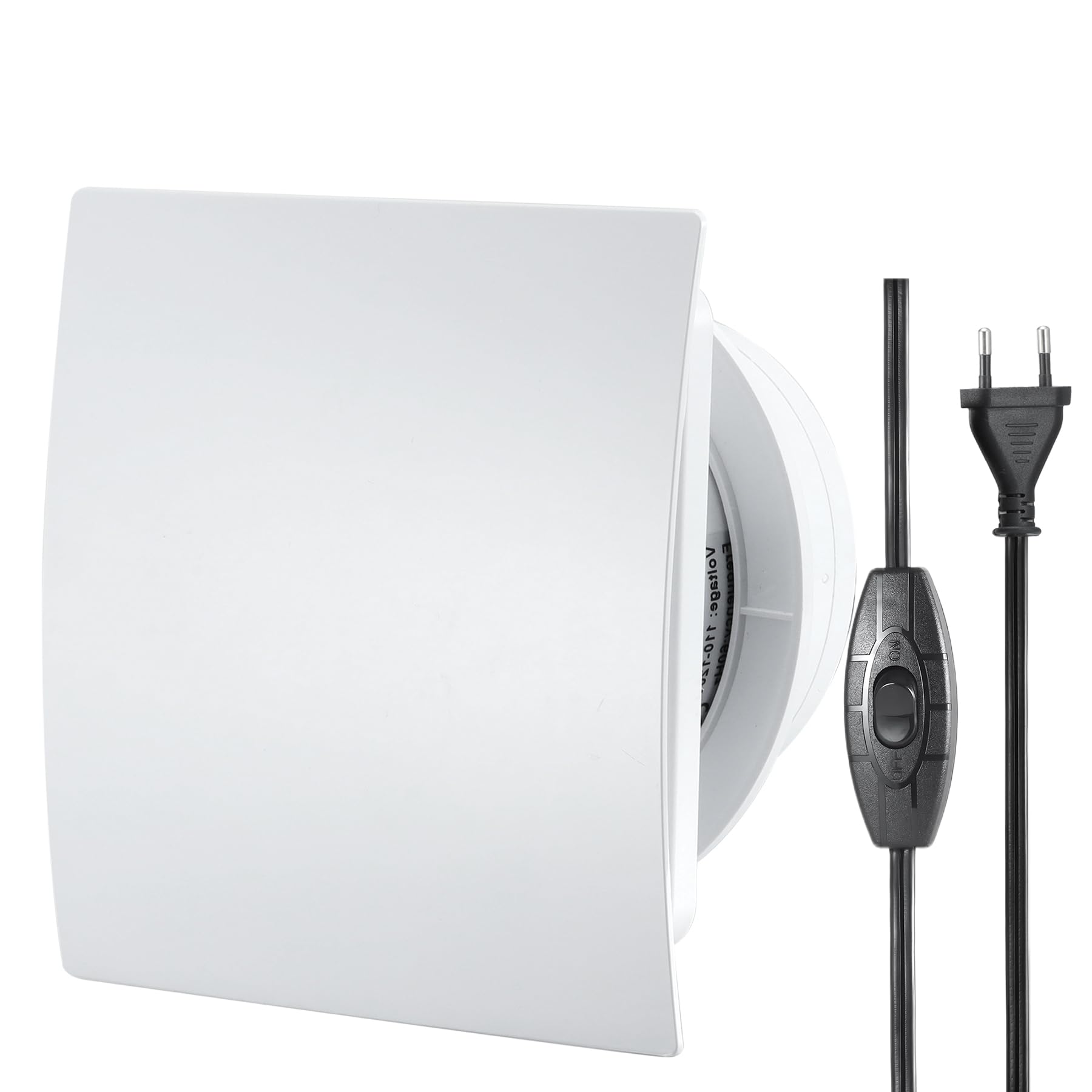 100mm VMC Extracteur d'Air avec Interrupteur, 1m UE Prise pour Salle de Bain, Cuisine, Bureau, WC, IP45 Étanche, 12W 220-240V