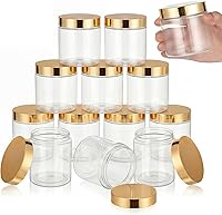 Vista 45 de SATINIOR Paquete de 12 tarros de plástico de 10 onzas con tapas, tarros redondos transparentes para cosméticos de viaje, para artículos de tocador