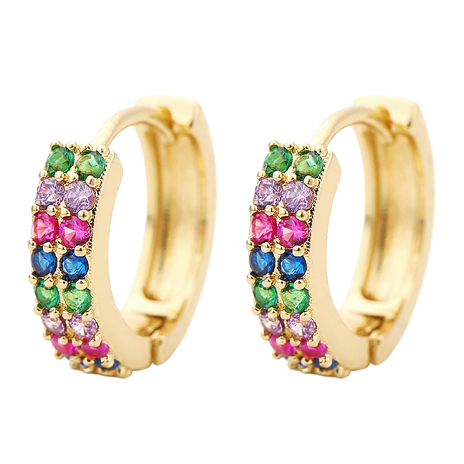 peora Gold Plated Multicolor Cubic Zirconia Studded Hoop Earring Stylish Jewellery for Women & Girls-picture-41