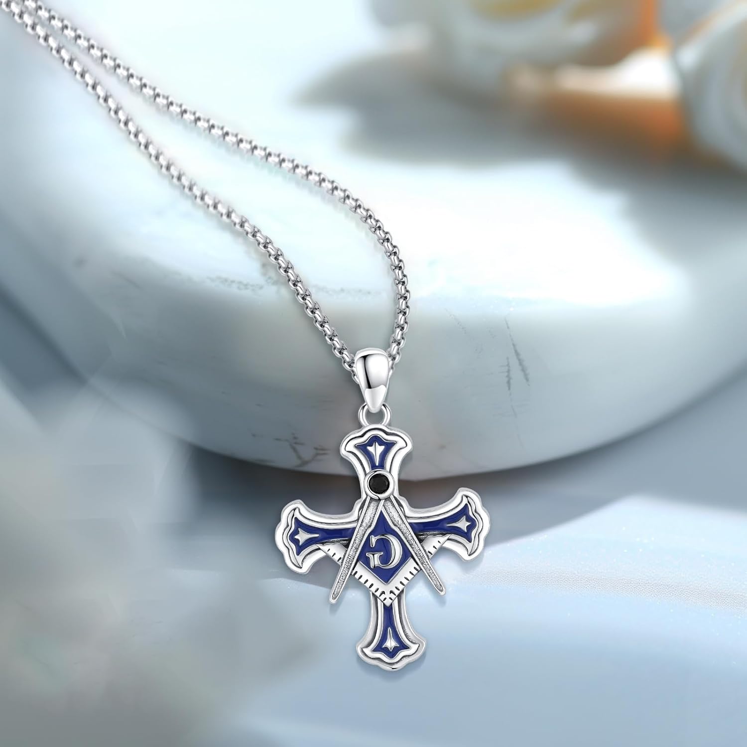 Masonic Freemason Cross St Benedict Medals Crucifix Anchor St Michael Necklace for Men Women 925 Sterling Silver Medalla De San Benito Freemasonry Religious Amulet Jewelry Gifts - Image 4