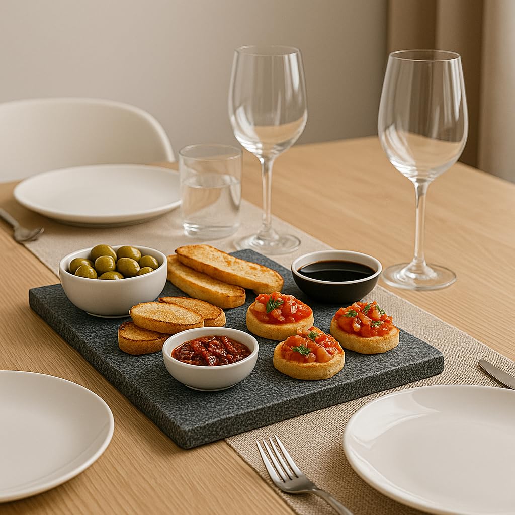 Tabla de cortar de granito negro 40x30 cm – Elegante superficie de trabajo para la cocina | Tabla artesanal Made in Italy para quesos, embutidos y sushi | Bandeja de diseño en piedra natural – Kalu