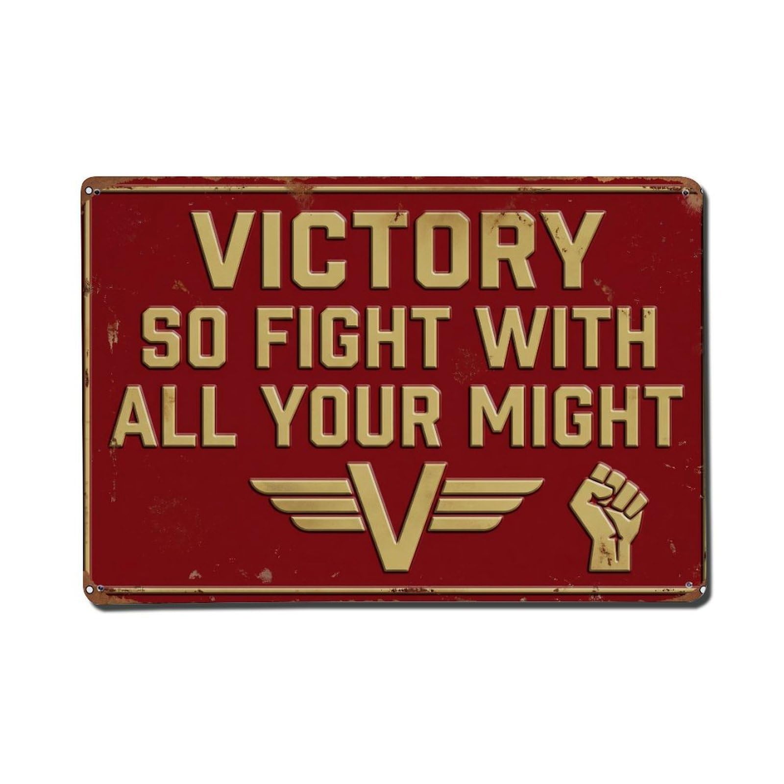 Victory Fight All Might Retro Motivational Slogans Metal Tin Sign Plaque Wall Decor for Cafe, Club Bar, Office, Home Garden Metal Poster 8x12Inch
