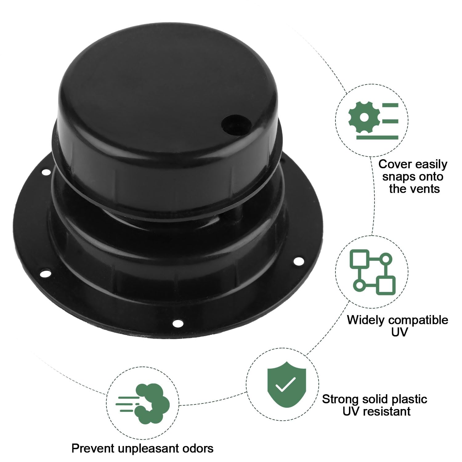 NQEUEPN Cubierta de Ventilación de Techo para RV, Plástico Tapa de Ventilación Techo Caravana Reemplazo para RV Remolque Autocaravana Kit se Adapta a Tuberías de 2,54 a 6cm (Negro)