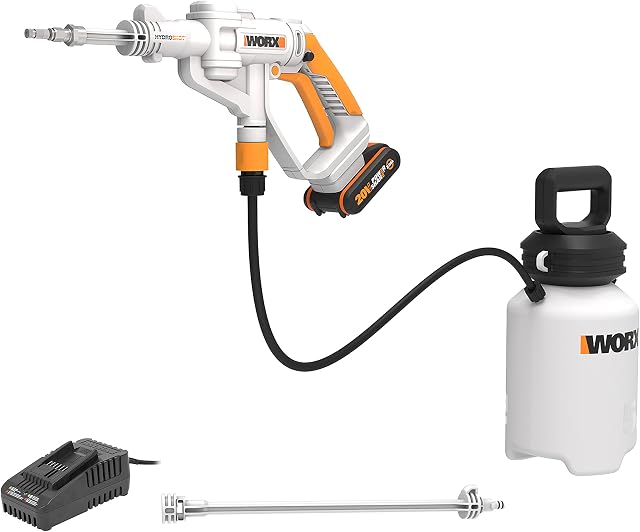 WORX 20V Cordless Sanitizing Pressure Washer WP651E, PowerShare, 5L Tank, , Portable and Lightweight, 1pc Spray Nozzle and Short Lance Kit, 1pc Hose, 1 Battery Included