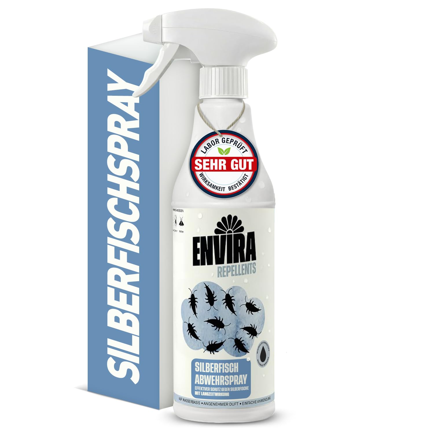 Envira Silberfisch-Spray 500 ml - Hochwirksames Abwehrspray gegen Silberfische & Papierfische mit Langzeitwirkung - Effektive Alternative zu Falle & Köderdose - Dezenter Zitrusduft, geruchsarm