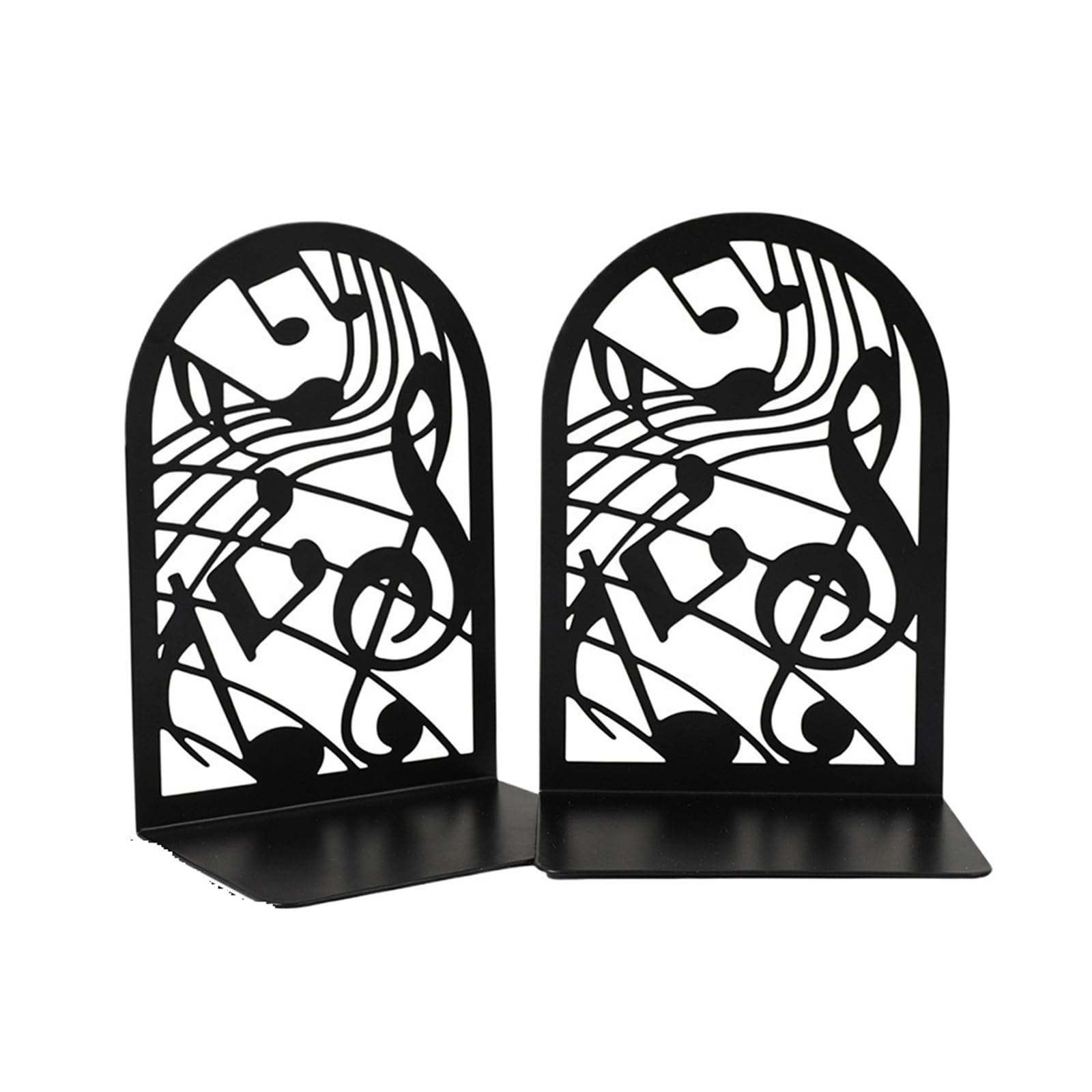 Book Ends Metal Book Ends Non-Skid Black Unique Bookend Decorative Heavy For Shelves Duty Study Support