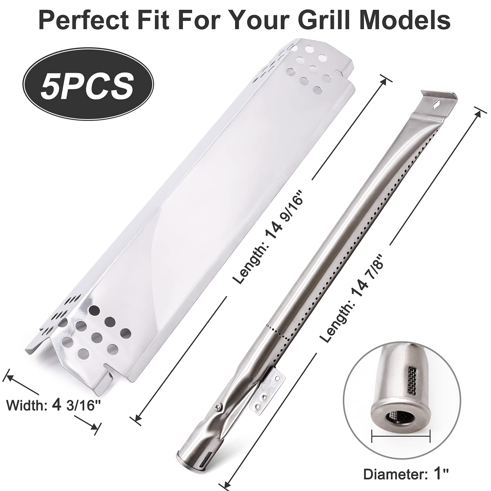 BBQration Ersatzteil-Kit Für Nexgrill 5-/4-Brenner – 2 Grillroste + 5 Heizplatten, Inklusive Modellliste