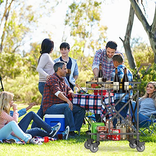 Foldable Shopping Cart For Groceries, Collapsible Carts With 360° Rolling Swivel Wheels, Heavy Duty Multi Function Folding Utility Cart For Camping Gear, Traveling, Laundry, Garden, Pantry, Garage #TOP6