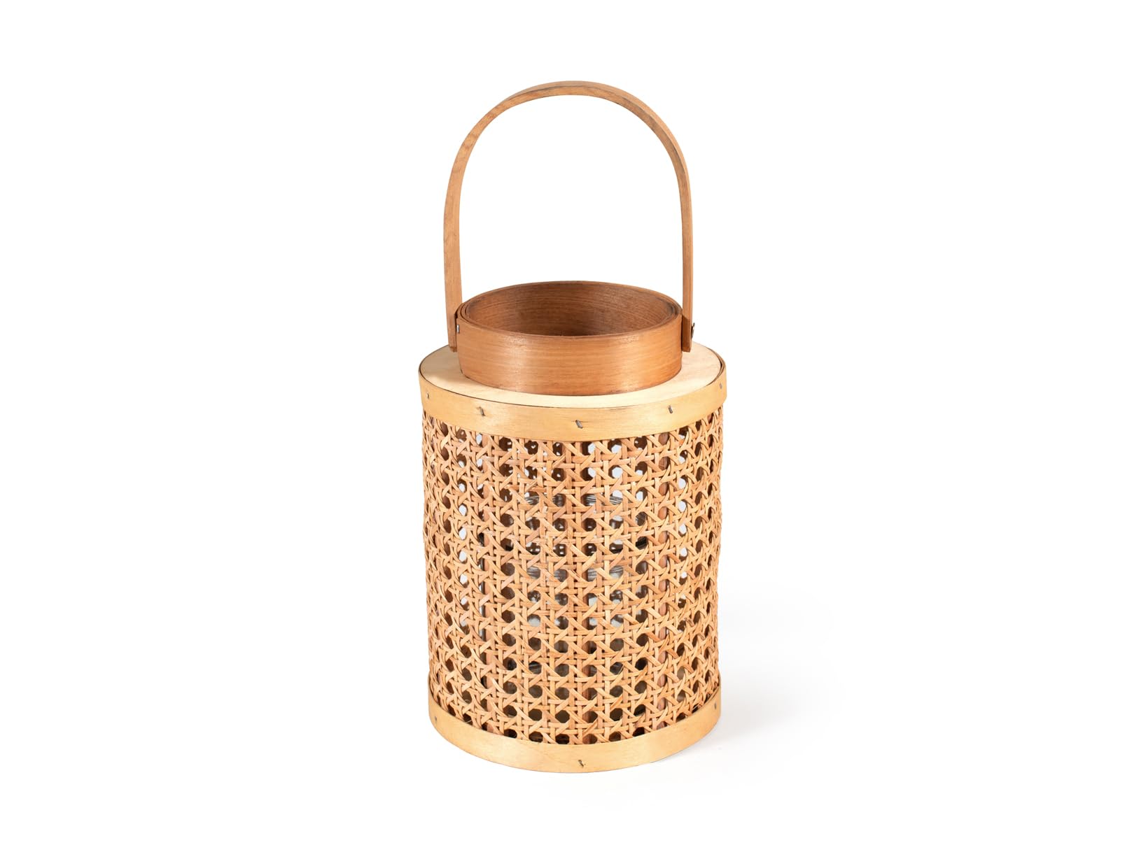 H&H Bamboo and Glass Lantern, 16 x H23 cm, Decoration