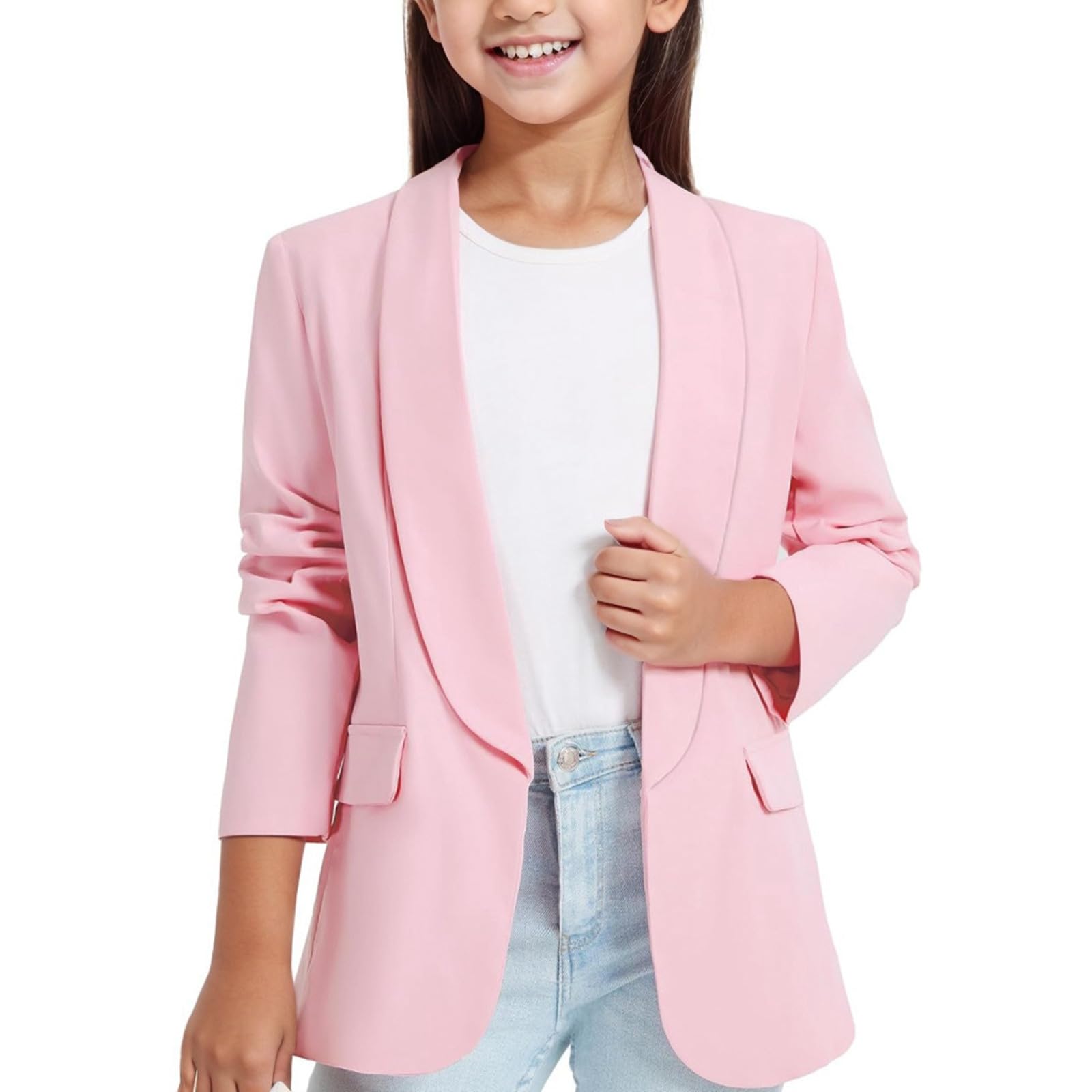 Chaqueta de traje para niña manga larga cuello solapa doble bolsillo lateral abierta formal 3 años